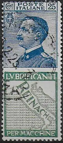 1924-25 Italia Pubblicitari 25c. Reinach cancelled Sassone n. 7