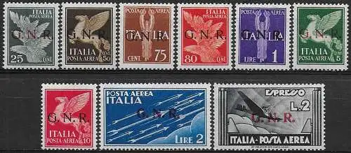 1944 Repubblica Sociale aerea G.N.R. Verona MNH Sassone n. 117/25