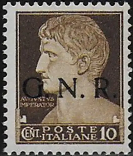 1944 Repubblica Sociale 10c. G.N.R. Verona var MNH Sassone n 471iae