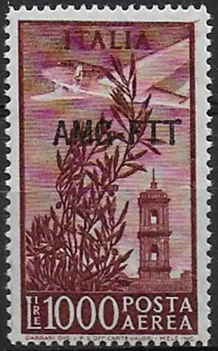 1952 Trieste A aerea Lire 1.000 Campidoglio MNH bc Sassone n. 26A