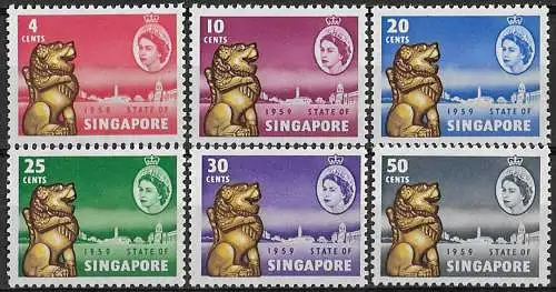 1959 Singapore New Constitution 6v. MNH SG. n. 53/58