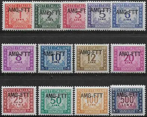 1949-54 Trieste A segnatasse 13v. MNH Sassone n. 16/28