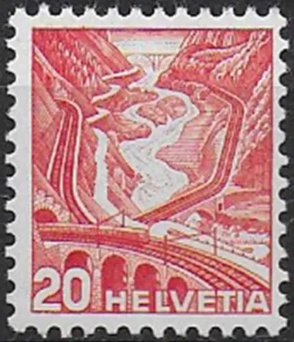 1936 Svizzera Vedute 20c. I tipo goffrata MNH Unificato n. 293Ba