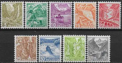 1936 Svizzera Vedute 9v. MNH Unificato n. 289A/97A