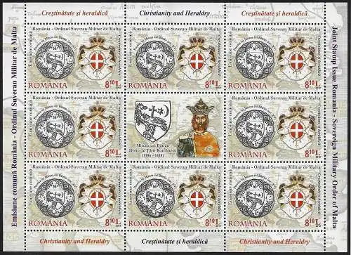 2012 Romania Cristianesimo e Araldica con SMOM 1MS MNH