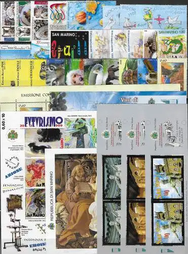 2009 San Marino annata completa 28v.+7MS MNH