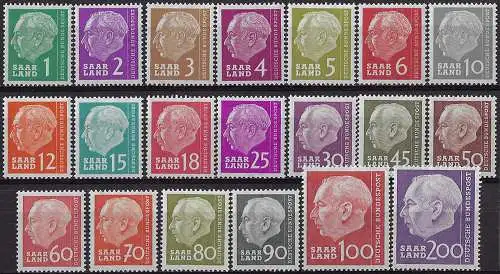 1957 Saarland German Heuss 20v. MNH Unificato n. 362/81