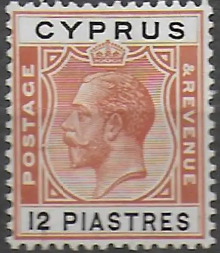 1924 Cyprus George V 12p. chestnut and black MNH SG n. 114