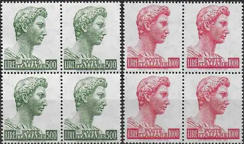 1957 Italia San Giorgio 2v. block of four MNH Sassone n. 810/II+811/II