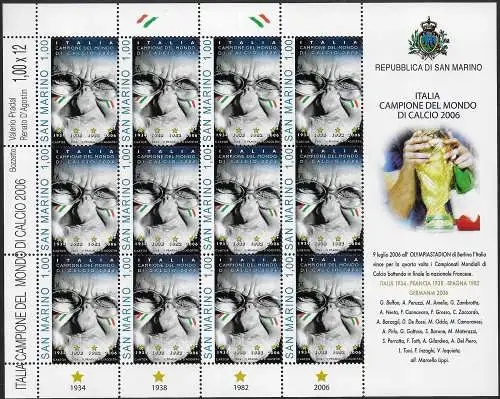 2006 San Marino Italy Champion MS MNH Unificato n. 2113