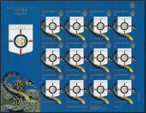 2018 San Marino 110 Inter Anniversary MS MNH Unificato n. 2592