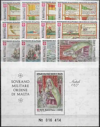 1977 SMOM complete year 12v.+1MS MNH