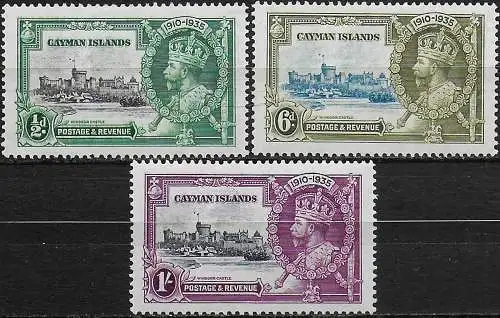 1935 Cayman Silver Jubilee 3v. varietys MNH SG. n. 108h+110h/11h