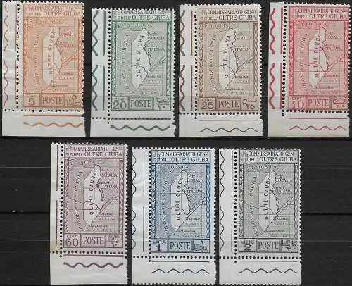 1926 Oltre Giuba Annexation 7v. af MNH Sassone n. 29/35