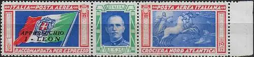 1933 Italia Crociera I-LEON airmail MNH Sassone n. 51H