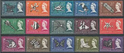 1965 British Solomon Islands 15v. MNH SG. n. 112/26