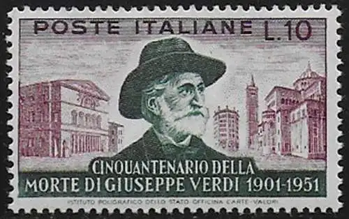 1951 Italia Lire 10 Verdi MNH Sassone n. 677a variety