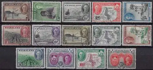 1945 Nyasaland George VI 14v. used SG n. 144/57