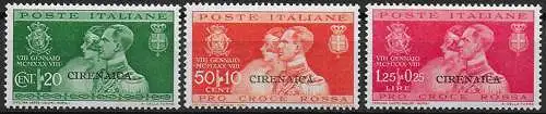 1930 Cirenaica Nozze 3v. MNH Sassone n. 60/62