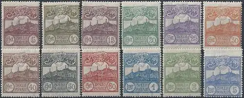 1925 San Marino 12v. MNH Sassone n. 107/18