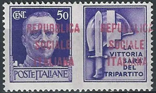 1944 Repubblica Sociale propaganda 50c. FI lilla MNH Sassone n. 48/Iae