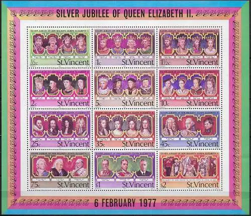 1977 St Vincent Silver Jubilee MS MNH SG n. MS 514