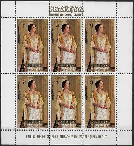 1980 Penrhyn birthday of the Queen Mother MS MNH