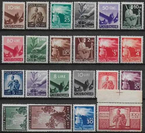 1945-48 Italia Democratica mc 23v. MNH Sass. n. 543/65