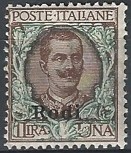 1922-23 Egeo Rodi Lire 1 MNH Sassone n. 14