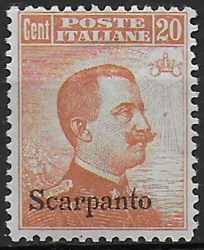 1921-22 Egeo Scarpanto 20c. arancio MNH Sassone n. 11