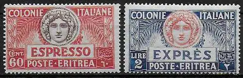 1924 Eritrea espressi Italia Turrita 2v. MNH Sassone n. 4/5