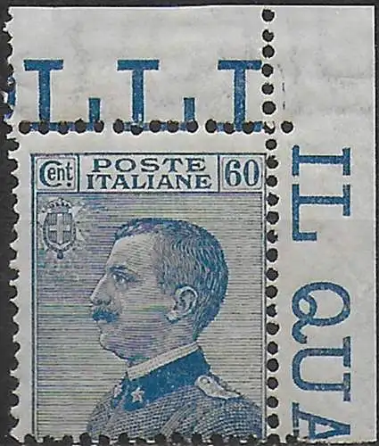 1923 Italia VE III 60c. light blue mc MNH Sassone n.157