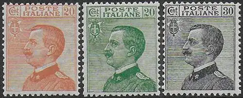 1925 Italia VE III new values 3v. MNH Sassone n. 183/85