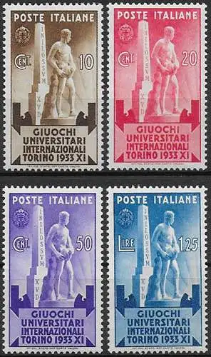 1933 Italia Universitary Games 4v. bc MNH Sassone n. 341/44