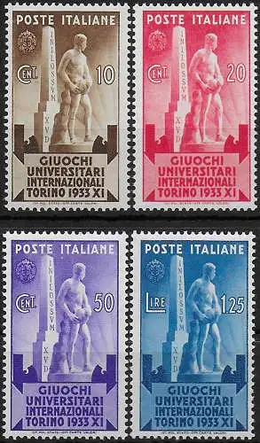 1933 Italia Universitary Games 4v. MNH Sassone n. 341/44