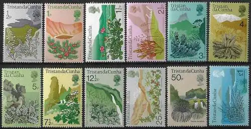 1972 Tristan da Cunha plants and birds 12v. MNH SG n. 158/69