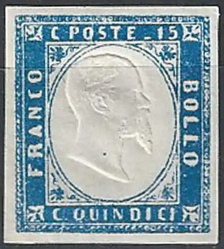 1863 Italia VE II 15c. celeste latteo MNH Sass n. 11d