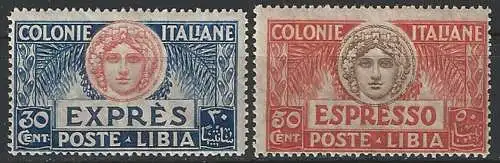 1921 Libia Espressi Italia Turrita MNH Sassone n. 3/4