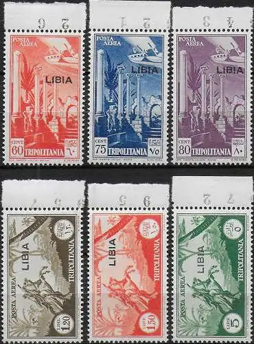 1940-41 Libia airmail 5v. overprinted bf MNH Sassone n. 46/51