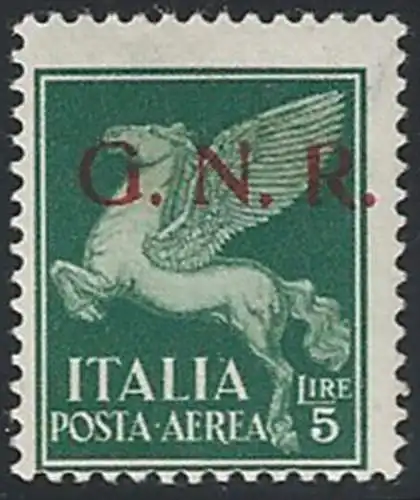 1944 Repubblica Sociale L. 5 GNR VR airmail varietà MNH Sassone n. (123c)