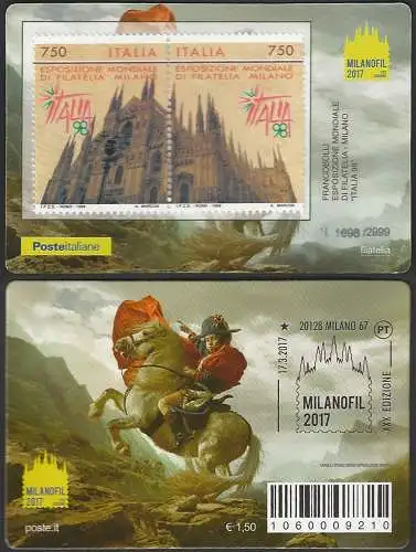 2017 Italia tessera filatelica Milanofil Unif n. 1308