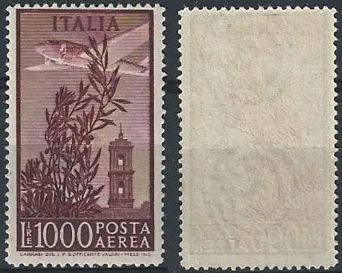 1948 Italia Lire 1000 Campidoglio MNH Sass. n. A145 var.