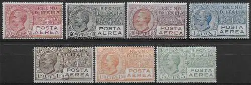 1926-28 Italia VE III posta aerea 7v. MNH Sassone n. 2A/7