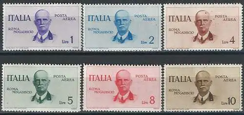 1934 Italia volo Roma-Mogadiscio MNH Sassone A n. 83/88