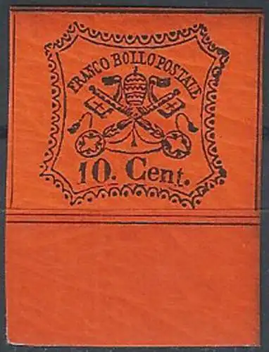 1867 Pontificio 10c. vermiglio arancio bf MNH Sassone n. 17