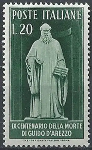 1950 Italia Guido d'Arezzo MNH Sassone n. 626