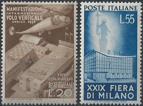 1951 Italia 29. fiera Milano 2v. MNH Sass. n. 657/58