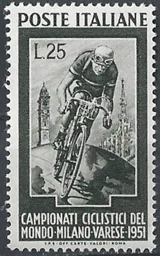 1951 Italia mondiali Ciclismo MNH Sassone n. 669