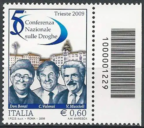 2009 Italia conferenza Int. sulle droghe codice a barre MNH Unif. 3125cb