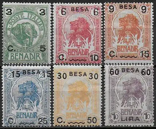 1922 Somalia 6v. MNH Sassone n. 24/29